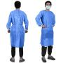 YIBER Disposable Lab Coat Isolation Gown SMS Material 38g With Knit Cuff Long Sleeve, Fluid Resistant, Dental, Medical, Hospital, Industries, ONE SIZE FITS ALL - 5 pcs/Pack Blue