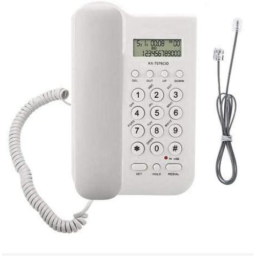 Qinhum Corded Phone Wired Telephone Desktop Wall Mount Seniors Landline Phones for Home Office … (White)