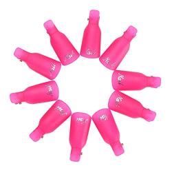Dr.Nail 10Pcs Gel Nail Polish Remover Cap Clips Plastic Acrylic Nail Art Polish Remover Wrap(Red)