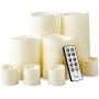 Furora LIGHTING LED Flameless Candles with Remote Control, Set of 8, Real Wax Battery Operated Pillars and Votives LED Candles with Flickering Flame and Timer Featured - Crystallized Ivory