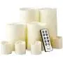 Furora LIGHTING LED Flameless Candles with Remote Control, Set of 8, Real Wax Battery Operated Pillars and Votives LED Candles with Flickering Flame and Timer Featured - Crystallized Ivory