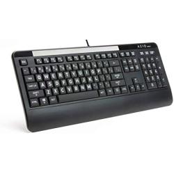 Azio Large Print Waterproof USB Keyboard - Wired 3-Color LED Backlit and Washable with Silver Antimicrobial Protection | Keyboards for Windows PC Version, Led Black/Blue Purple Red (KB530)