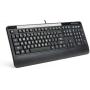 Azio Large Print Waterproof USB Keyboard - Wired 3-Color LED Backlit and Washable with Silver Antimicrobial Protection | Keyboards for Windows PC Version, Led Black/Blue Purple Red (KB530)