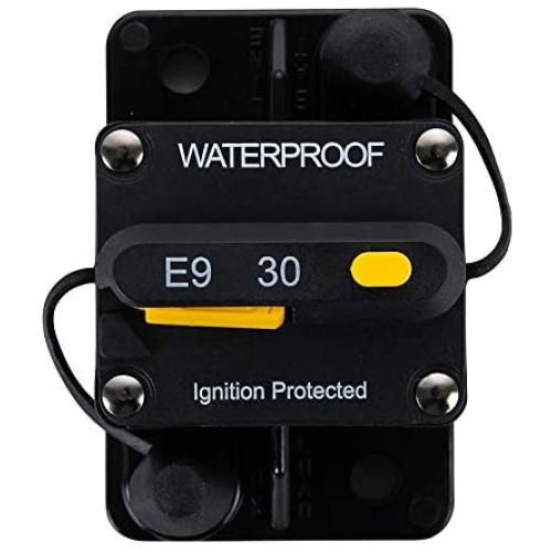 30Amp Marine Automotive Circuit Breakers 25A-300A with Manual Reset Waterproof Inline Circuit Breaker for General Motors RVs Yachts Electric Cars Children Cars Waterproof 12V- 72V DC (30Amp)
