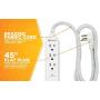 Woods 41026, 250 Joules Protection 3-Outlet 250J Surge Protector with 4 Braided Fabric Cord, 3.9A USB-A & USB-C Charger, White, (1) USB-A & (1) USB-C