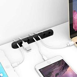 Self-Adhesive Multi-opening Cable Clips, Table Cord Organizer, Cable Desktop Management, Wire Holder System with 7-openings for Phone Data Charging Cables, Computer, HDMI, Ethernet Mouse Cord (2 Pack)