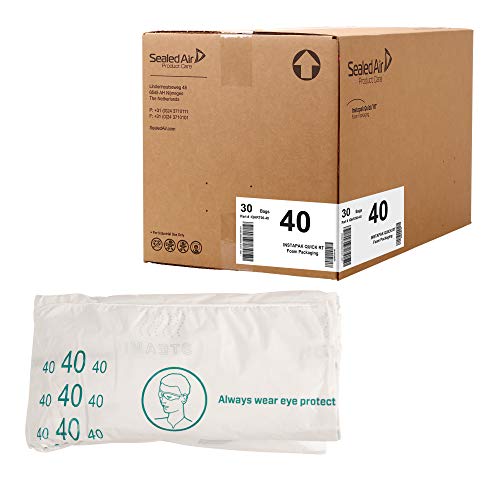 Sealed Air Instapak Quick RT, #40 Bag for 12''x12''x12'' Box, Easy to Use, The ultimate protection for fragile shipments, Foam Packaging Bags (Pack of 30), Light Blue