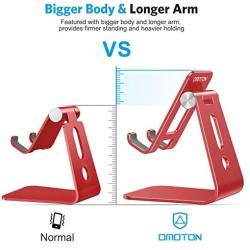 Cell Phone Stand, OMOTON Adjustable Aluminum Desktop Cellphone Tablet Stand Holder for Cellphones, iPhone and E-Readers (Red)