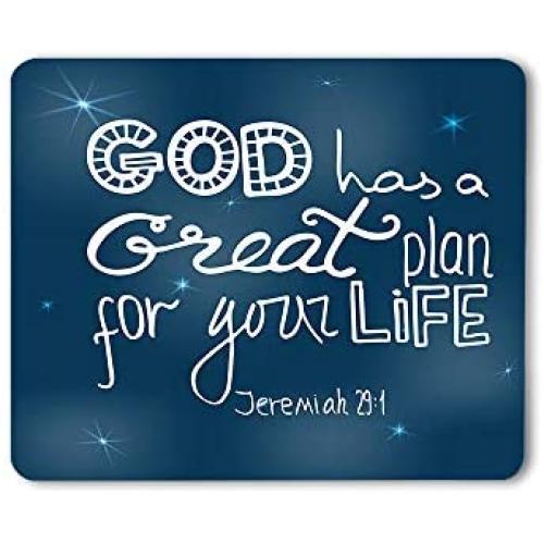 Moslion Christian Lettering Mouse Pad Bible Quote Verse God Has A Great Plan for Your Life Gaming Mouse Mat Non-Slip Rubber Base Thick Mousepad for Laptop Computer PC 9.5x7.9 Inch