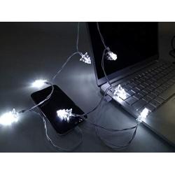 YAGE Tale Christmas Light Phone Charger Cord USB and Bulb Charger 50inch 8LED White Compatible with Phone 5 5s 6 6plus 6s 6s Plus 7 7plus 8 8plus X XR XS XS Max 11Pro Max etc