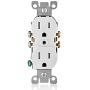 Leviton T5320-W Straight Blade Tamper Resistant Duplex Receptacle, 125 V, 15 A, 2 Pole, 3 Wire, 1 Pack, White