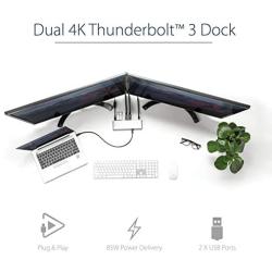 StarTech.com Thunderbolt 3 Dock - Dual 4K 60Hz Monitor TB3 Laptop Docking Station with DisplayPort, HDMI & 1080p VGA - 85W Power Delivery & Charging - 2x USB-A, Ethernet - Mac & Windows (TB3DK2DHV)