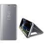PHEZEN Compatible with Samsung Galaxy S20 Ultra Case Mirror Makeup Case Clear View Window PU Leather Folio Flip Case Wallet Case & Card Holder Slots Magnetic Kickstand Full Body Protective Case,Silver