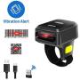 Symcode 2D Bluetooth Wireless QR Barcode Scanner,Portable Ring Wearable Finger 1D 2D Mini Bar Code Reader Scanner Suppot Screen Scanning with Bluetooth & 2.4GHz Wireless & Wired Connection