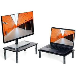 2 Pack Monitor Stand Riser - 3 Height Adjustable Monitor Stand for Laptop, Computer, PC, Printer, Mesh Metal Monitor Riser for Desktop Organizer