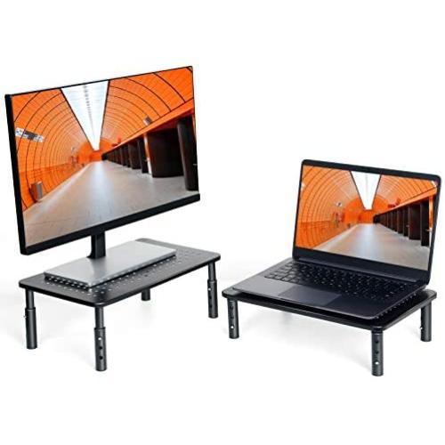 2 Pack Monitor Stand Riser - 3 Height Adjustable Monitor Stand for Laptop, Computer, PC, Printer, Mesh Metal Monitor Riser for Desktop Organizer 2 Pack Monitor Stand Riser - 3 Height Adjustable Monitor Stand for Laptop, Computer, PC, Printer, Mesh Metal Monitor Riser for Desktop Organizer
