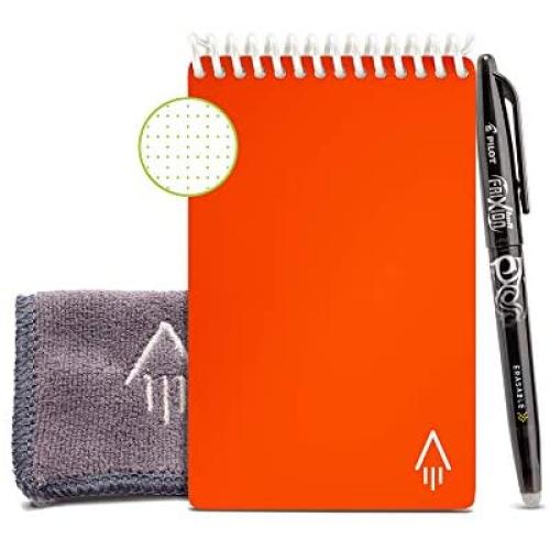 Rocketbook Smart Reusable Notebook - Dot-Grid Eco-Friendly Notebook with 1 Pilot Frixion Pen & 1 Microfiber Cloth Included - Beacon Orange Cover, Mini Size (3.5'' x 5.5'')
