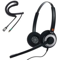 IPD IPH-165 Binaural canceling, Corded Call Center/Office Headset with U10P-S Bottom Cable Works with All Yealink,Snom,Panasonic & LG IP Phones