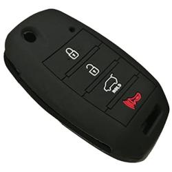 Coolbestda Rubber 4buttons Flip Key Fob Remote Cover Case Protector Holder Keyless Entry for Kia Sorento Sportage Rio Soul Forte Optima Carens Black （Not Fit Smart Key Fob）