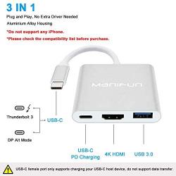 USB C to HDMI Adapter, Manifun Type C USB 3.1 to HDMI 4K/USB 3.0/USB C Converter Cable Charging Port Adapter Cable Compatible MacBook, Chromebook Pixel, Samsung Galaxy S8/S9/Note 8/Note 9