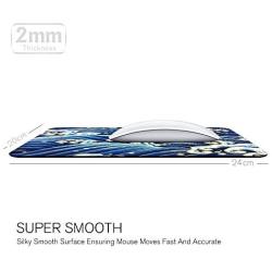 Personalized Rectangle Mouse Pad- Non-Slip Rubber Comfortable Customized Printed Blue Wave Pattern Computer Mouse Pad (9.45x7.87inch)