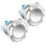 DaierTek 2pcs 16mm Round Momentary Push Button Switch Waterproof Chrome Metal 1NO SPST DC/AC Screw Terminals Flat Button for Doorbell Handlebar