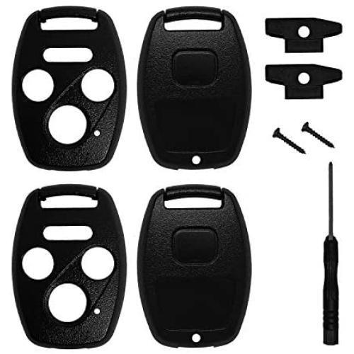 2 Pack Replacement Keyless Entry Key Fob Case Fits Honda 2003-2012 Accord/ 2006-2013 Civic EX/ 2009-2015 Pilot/ 2005-2006 CR-V Shell Remote Control Key Combo 4 Buttons Replacement Car Key Shell Casing