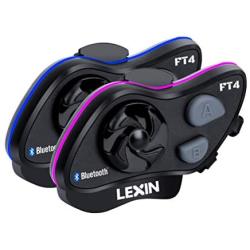 LEXIN 2x LX-FT4 1-4 Rider Motorcycle Bluetooth Headset with FM Radio, Helmet Communication Intercom Systems Range up to 1.2 Miles with Advanced Noise Cancellation for Motorcycle Off-Road Motorbike