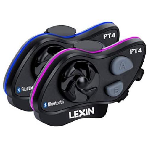 LEXIN 2x LX-FT4 1-4 Rider Motorcycle Bluetooth Headset with FM Radio, Helmet Communication Intercom Systems Range up to 1.2 Miles with Advanced Noise Cancellation for Motorcycle Off-Road Motorbike
