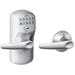 Schlage FE575 PLY 626 JAZ Plymouth Keypad Entry with Auto-Lock and Jazz Levers, Brushed Chrome