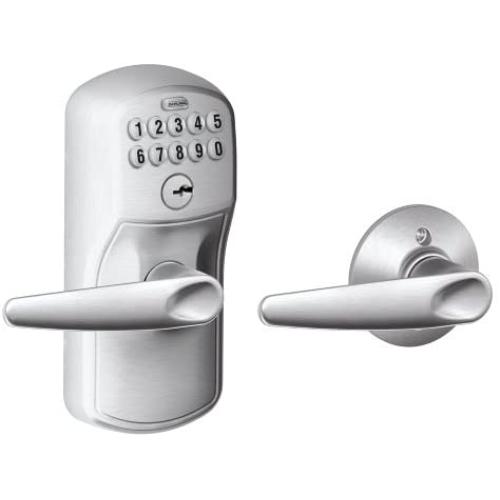 Schlage FE575 PLY 626 JAZ Plymouth Keypad Entry with Auto-Lock and Jazz Levers, Brushed Chrome