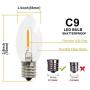 EMITTING Waterproof C9 Replacement LED Light Bulbs –0.6W Equivalent to 7W, White Warm 2700K Outdoor String Lights Vintage LED Filament Bulb, E17 Base Edison LED Light Bulbs, Clear Glass (C9-25PACK)