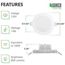 Sunco Lighting 12 Pack 6 Inch Slim LED Downlight, Integrated Junction Box, 14W=100W, 850 LM, Dimmable, 4000K Cool White, Recessed Jbox Fixture, IC Rated, Retrofit Installation - ETL & Energy Star