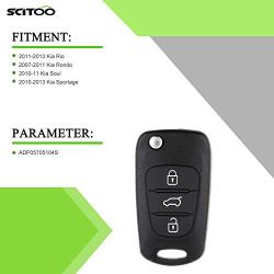 SCITOO Pack of 1 Keyless Entry Remote Control Key Fob Clicker Transmitter SHELL CASE & Pad fit for Kia Soul Sportage Rio Rondo 3 Buttons Black