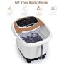 Giantex Foot Spa Bath Massager w/ Heat, Water Shower Adjustable in Angles, Motorized Shiatsu Massage Balls & 2 Maize Rollers, Time & Temper Control, LED Display, Home Pedicure Foot Bath Tub, Brown