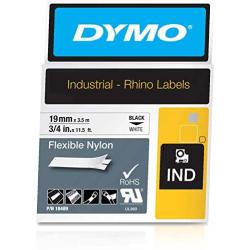 Industrial Flexible Nylon Labels | Authentic DYMO Labels, for Labeling Wires, Cables and More (3/4'', Black on White) - 1
