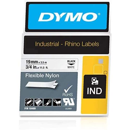 Industrial Flexible Nylon Labels | Authentic DYMO Labels, for Labeling Wires, Cables and More (3/4'', Black on White) - 1