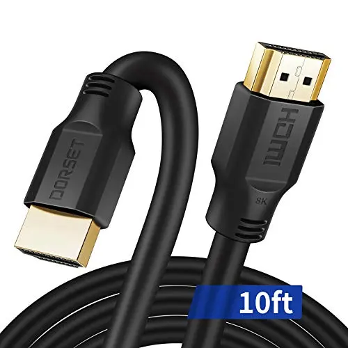 8K HDMI 2.1 Cable 10FT/3M, Dorset HDMI 48Gbps Ultra HD Support High Speed HDMI Cord, 4K120 8K60 144Hz eARC HDR HDCP 2.2 2.3 Compatible with Roku Sony LG Samsung TCL Xbox Series X RTX 3080 3090 PS4 PS5
