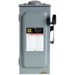 Square D by Schneider Electric D322NRB 60-Amp 240-Volt Three-Pole Outdoor General Duty Fusible Safety Switch with Neutral, Gray,Small