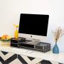 Wood Monitor Stand Riser - Assemble Monitor Riser Desk Organizer with Drawer - Computer Desk Drawer Organizer - Wooden Monitor Stand - Black
