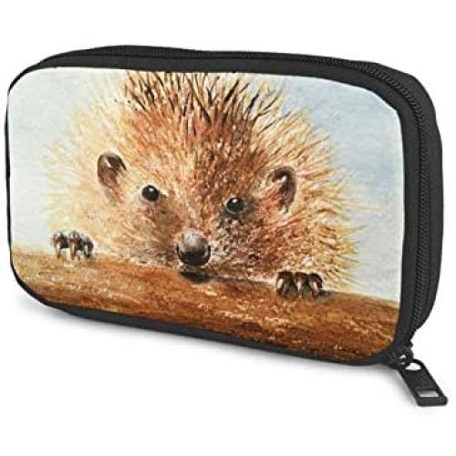 Hxuedan Watercolor Hedgehog The Data Cable Storage Bag is A Portable and Independent Design SuitableVFor Travelers to Place The Data Cable, Earphone and Electronic Product Data Cable Storage Bag