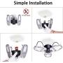 Aqonsie LED Garage Lights Bulb 6000LM Deformable Light 60W E26/E27 Ceiling lamp with 3 Adjustable Panels for Garage Workshop Warehouse Factory Supermarket Basement (Silver)