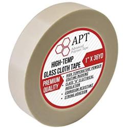 APT Glass Cloth Electrical Tape, High Temperature Masking Tape, 260°C. UL Listed, White Heat Resistant Tape. Ideal for Class H Electrical, Powder Coating, Sand Blasting(1'' x 36 Yds)