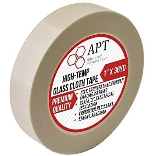 APT Glass Cloth Electrical Tape, High Temperature Masking Tape, 260°C. UL Listed, White Heat Resistant Tape. Ideal for Class H Electrical, Powder Coating, Sand Blasting(1'' x 36 Yds)