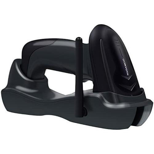 NADAMOO Wireless Barcode Scanner with USB Cradle Charging Base 328Ft Long Transmission Handheld 1D Cordless Laser Barcode Reader Portable Bar Code Scanning for Retail Supermaket Warehouse