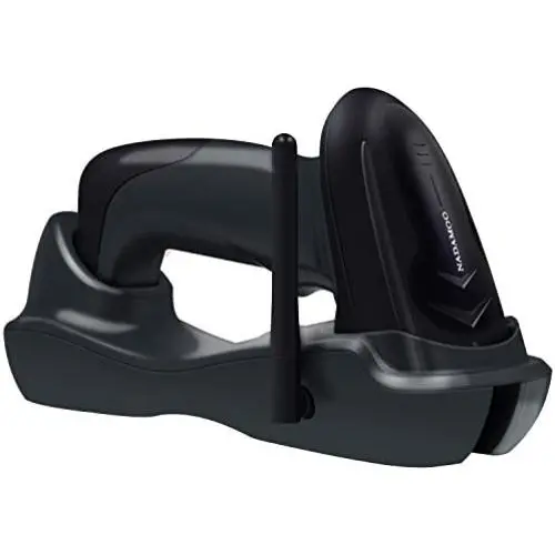 NADAMOO Wireless Barcode Scanner with USB Cradle Charging Base 328Ft Long Transmission Handheld 1D Cordless Laser Barcode Reader Portable Bar Code Scanning for Retail Supermaket Warehouse