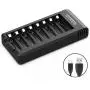 POWEROWL 8 Bay AA AAA Battery Charger, USB High-Speed Charging, Independent Slot, for Ni-MH Ni-CD Rechargeable Batteries, No Adapter