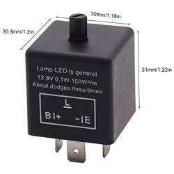 smseace CF13 KT LED 3Pin Adjustable 12V Flasher Relays for Turn Signal Blinker Light,Fix LED Light Hyper Blink Flash 12.8 V 0.1W-150W LED Car Electronic Flasher Relay CF13-KT