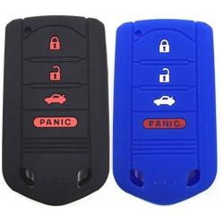 Ezzy Auto Black and Blue Silicone Rubber Key Fob Case Key Covers Key Jacket Skin Protectors fit for Acura ILX RDX TL ZDX
