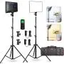 2 Packs LED Video Photography Lighting Kit, Panel Studio Lights with Stand, VL-200T Bi-Color Dimmable Photo Lighting for YouTube Video Shooting, Wireless Remote, AC Adapter, Carry Bag (Included)